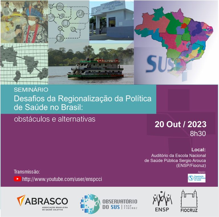 Card de divulgação do Seminário Desafios da Regionalização da Política de Saúde no Brasil